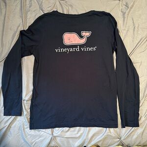 Vineyard Vines Navy Long Sleeve Tee with White Whale Logo